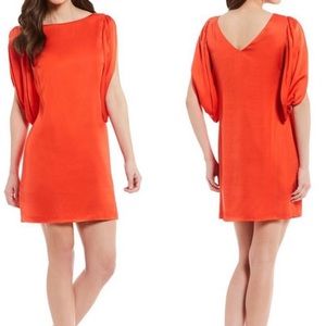 NWT Antonio Melani Orange Satin Drape Sleeve Dress